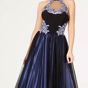 Blondie Nites Juniors Sequined Applique Halter Gow